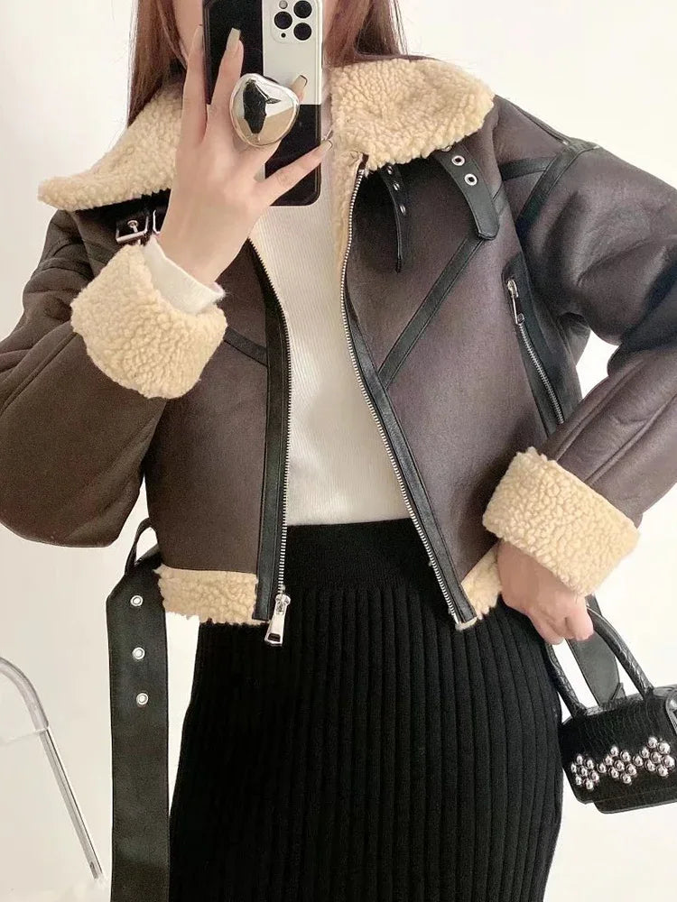 Jaqueta Feminina Aviador Acabamento em Couro – Estilo e Sofisticação para o Inverno