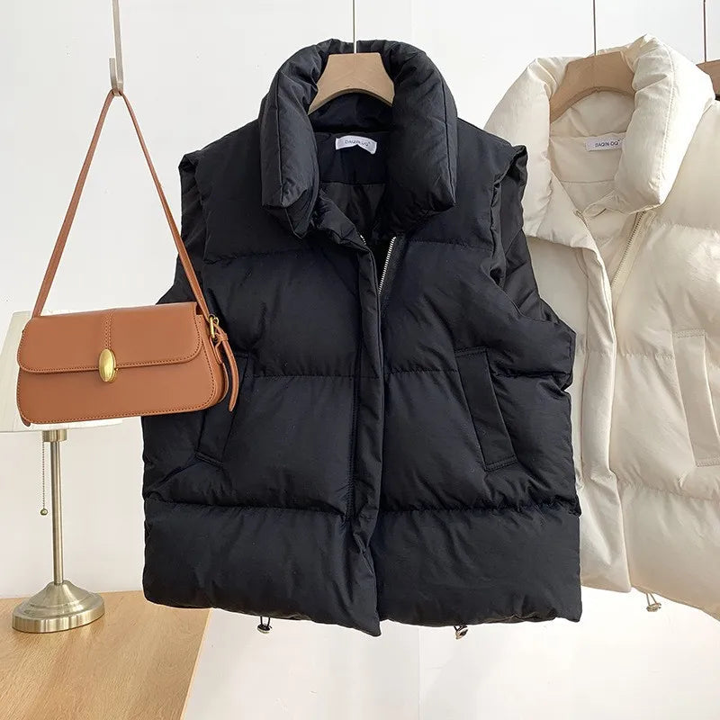 Colete Puffer Casual Feminino Gola Alta
