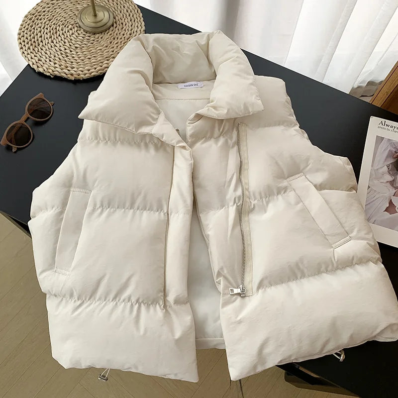 Colete Puffer Casual Feminino Gola Alta