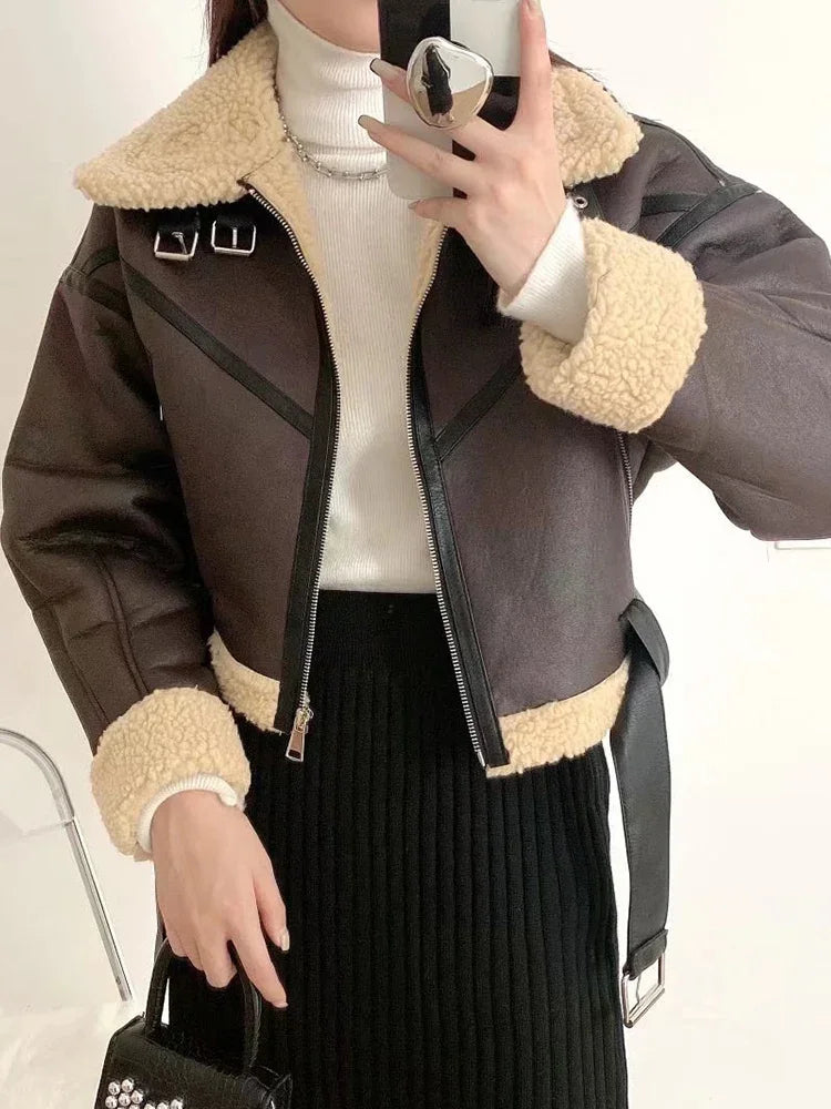 Jaqueta Feminina Aviador Acabamento em Couro – Estilo e Sofisticação para o Inverno