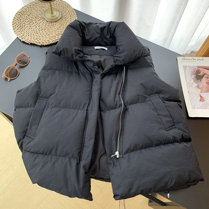 Colete Puffer Casual Feminino Gola Alta