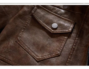 Jaqueta de Couro Masculina Premium com Capuz Removível