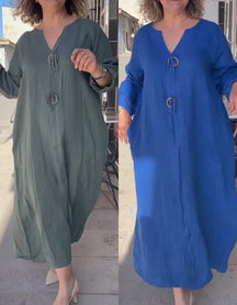 Vestido Casual Longo Elizabeth Algodão e Linho Premium - Compre 1 Leve 2