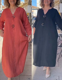 Vestido Casual Longo Elizabeth Algodão e Linho Premium - Compre 1 Leve 2