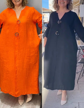 Vestido Casual Longo Elizabeth Algodão e Linho Premium - Compre 1 Leve 2