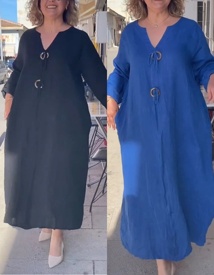 Vestido Casual Longo Elizabeth Algodão e Linho Premium - Compre 1 Leve 2