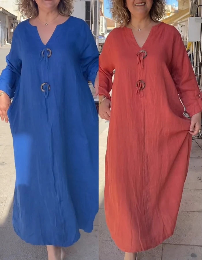 Vestido Casual Longo Elizabeth Algodão e Linho Premium - Compre 1 Leve 2