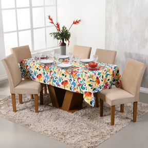 Toalha de Mesa Jacquard - Flor Colorida