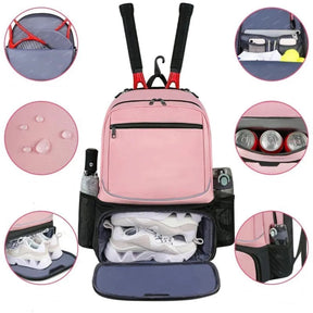 Mochila Profissional para Raquete de Tênis com Compartimento Ventilado para Calçados e Armazenamento Multicamadas — Organizador Esportivo