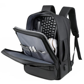 Mochila Masculina de Viagem Expansível com Grande Capacidade e Porta USB