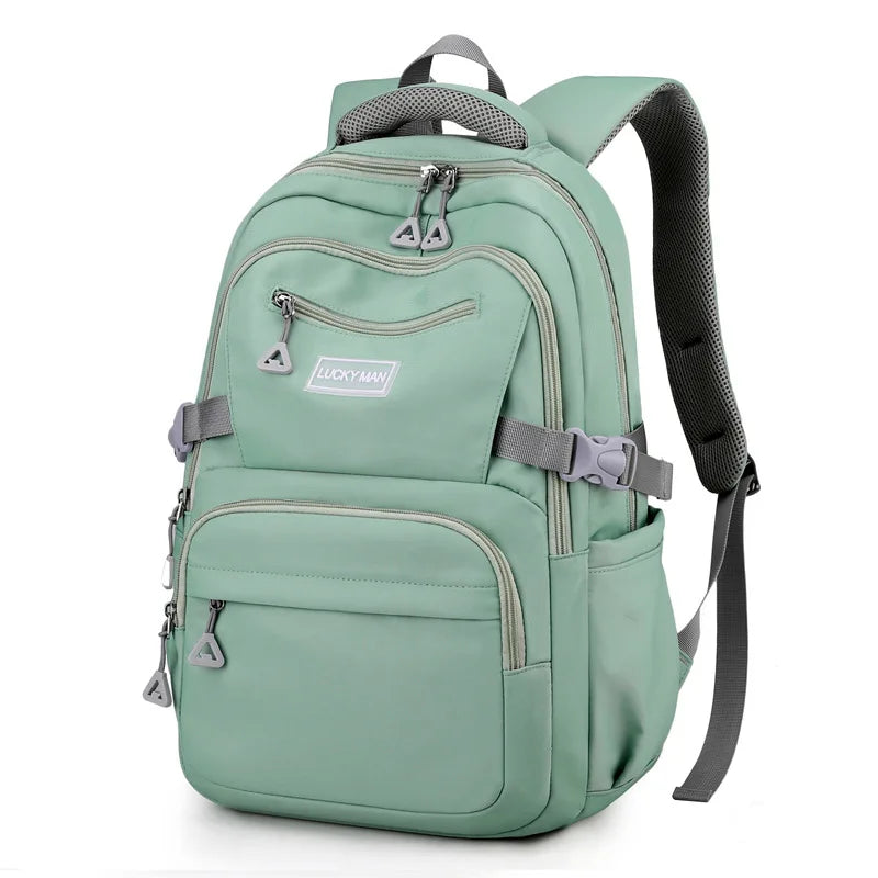 Mochila Escolar Feminina em Cor Sólida com Grande Capacidade — Ideal para Estudantes e Uso Diário