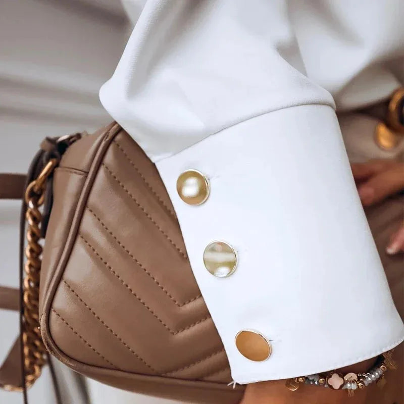 Camisa Feminina Social com Botões Dourados - Diana