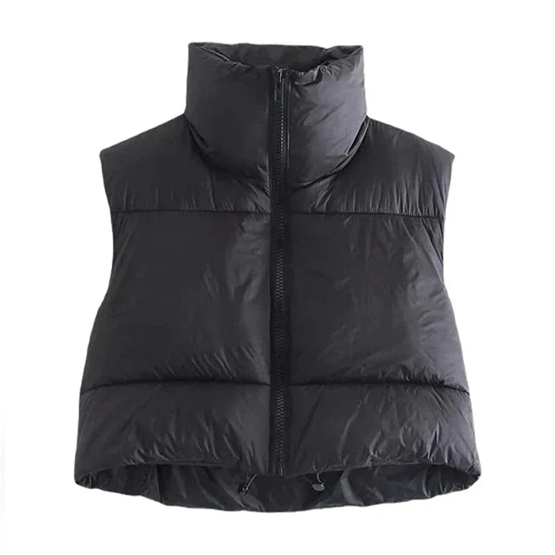 Colete Feminino Acolchoado sem Mangas Gola Alta em Algodão - (Promoção de Inverno 2025)