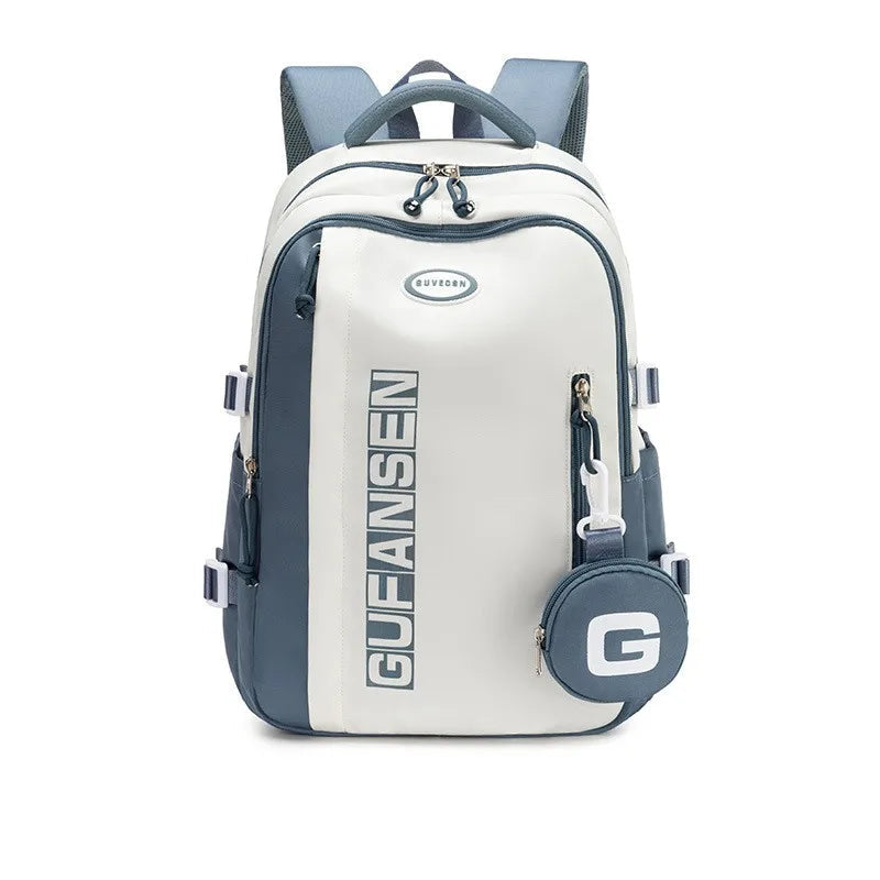 Mochila Unissex em Nylon de Grande Capacidade com Fechamento em Zíper — Ideal para Escola e Viagem
