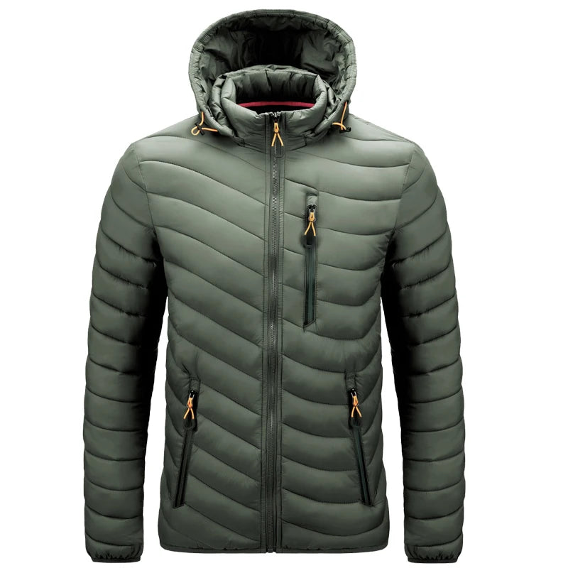 Jaqueta Masculina Puffer Leve com Capuz e Isolamento Térmico