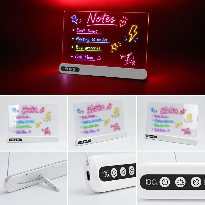 Quadro de Desenho LED Infantil Recarregável com Iluminação Neon