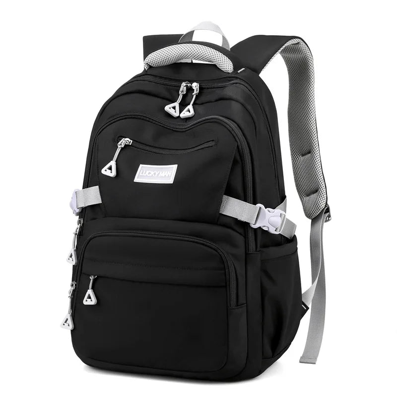 Mochila Escolar Feminina em Cor Sólida com Grande Capacidade — Ideal para Estudantes e Uso Diário