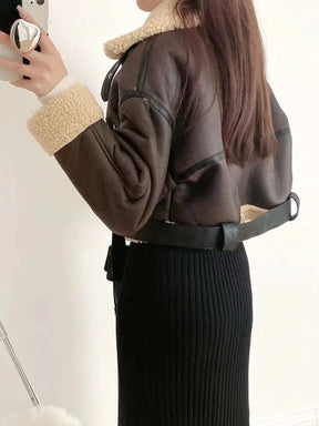 Jaqueta Feminina Aviador Acabamento em Couro – Estilo e Sofisticação para o Inverno