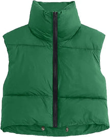 Colete Feminino Acolchoado sem Mangas Gola Alta em Algodão - (Promoção de Inverno 2025)