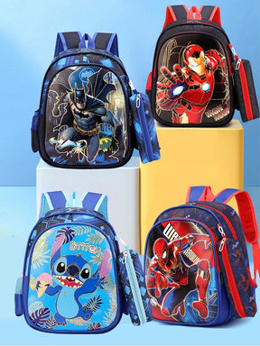 Mochila Escolar Infantil com Estojo Homem Aranha Impermeável