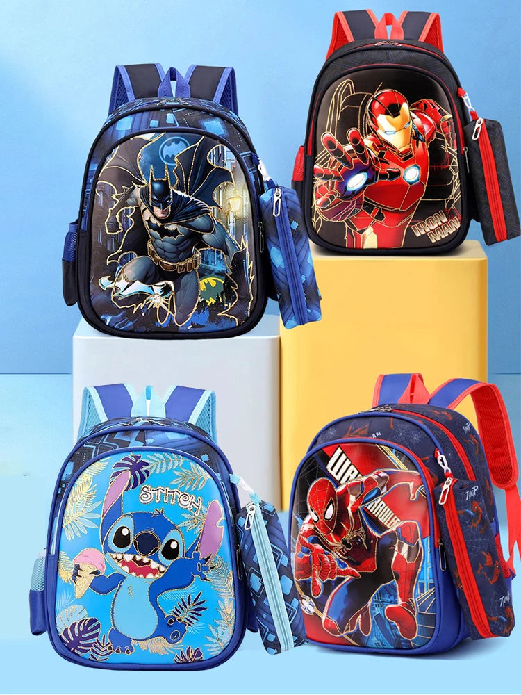Mochila Escolar Infantil com Estojo Homem Aranha Impermeável