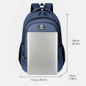 Mochila Escolar com Múltiplos Bolsos, Alças Ajustáveis e Fechamento em Zíper