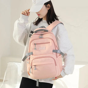 Mochila Escolar Feminina em Cor Sólida com Grande Capacidade — Ideal para Estudantes e Uso Diário