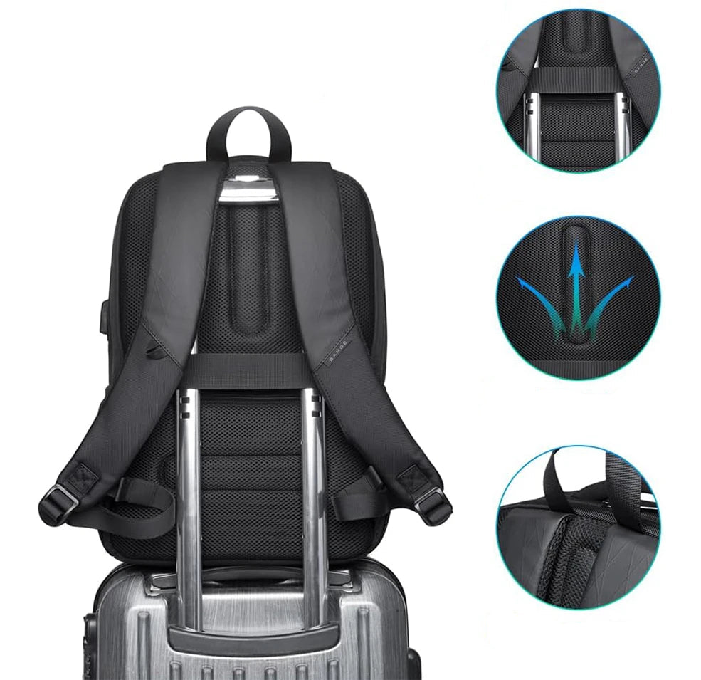 Mochila Impermeável Para Notebook 15,6” com Porta USB e Bolso Lateral em Malha