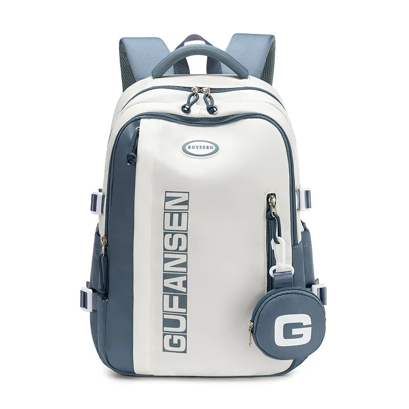 Mochila Unissex em Nylon de Grande Capacidade com Fechamento em Zíper — Ideal para Escola e Viagem