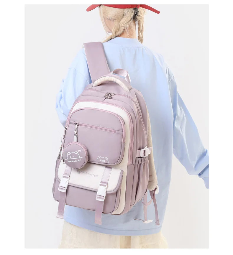 Mochila Escolar Feminina Impermeável com Estampa Fashion — Ideal para Viagem e Uso Diário