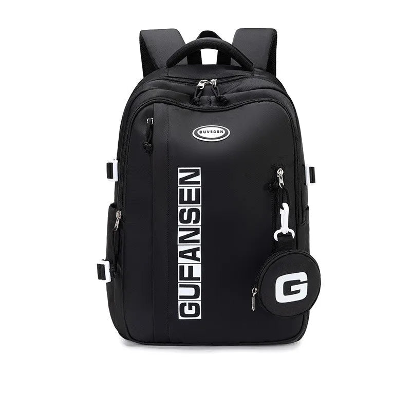Mochila Unissex em Nylon de Grande Capacidade com Fechamento em Zíper — Ideal para Escola e Viagem