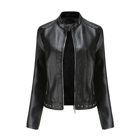 Jaqueta Feminina Estilo Punk Rock com Gola Alta - (Promoção de Inverno 2025)