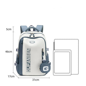 Mochila Unissex em Nylon de Grande Capacidade com Fechamento em Zíper — Ideal para Escola e Viagem