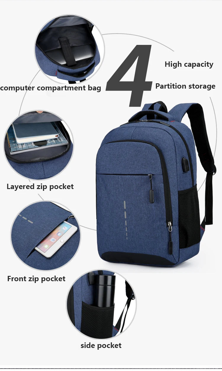 Mochila Masculina Impermeável e Ultra Leve para Notebook 15,6” com Design Moderno para Trabalho e Uso Diário