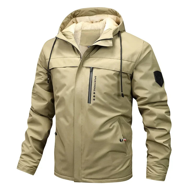 Jaqueta Masculina de Inverno com Capuz Estilo Parka Forrada