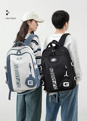 Mochila Unissex em Nylon de Grande Capacidade com Fechamento em Zíper — Ideal para Escola e Viagem