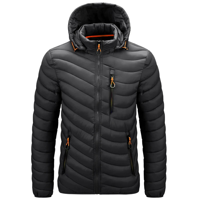 Jaqueta Masculina Puffer Leve com Capuz e Isolamento Térmico