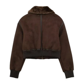 Jaqueta Feminina com Gola Alta Modelagem Solta Dupla Face – (Promoção de Inverno 2025)