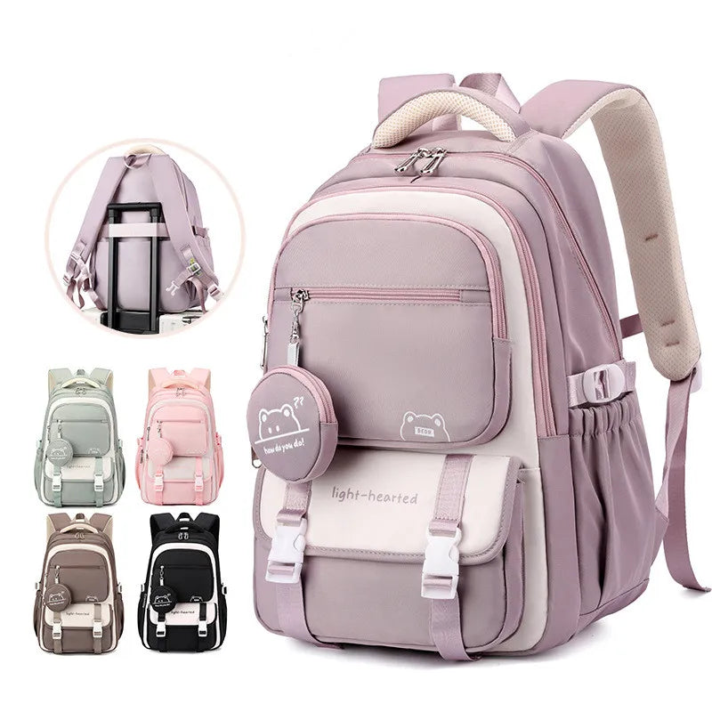 Mochila Escolar Feminina Impermeável com Estampa Fashion — Ideal para Viagem e Uso Diário