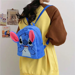 Mochila Infantil CTN Stitch Azul Estilo Japonês com Grande Capacidade