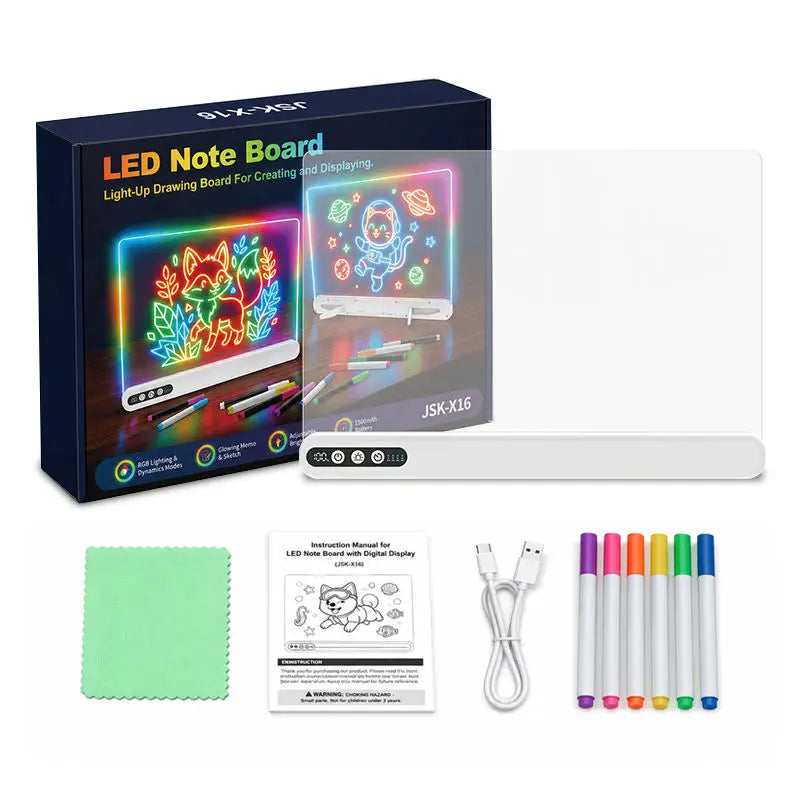 Quadro de Desenho LED Infantil Recarregável com Iluminação Neon
