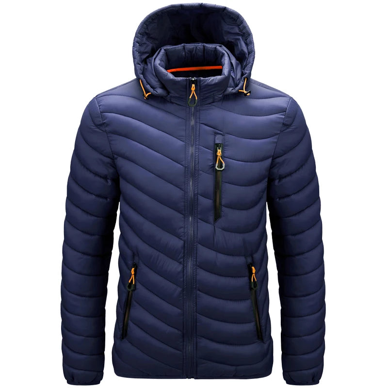 Jaqueta Masculina Puffer Leve com Capuz e Isolamento Térmico