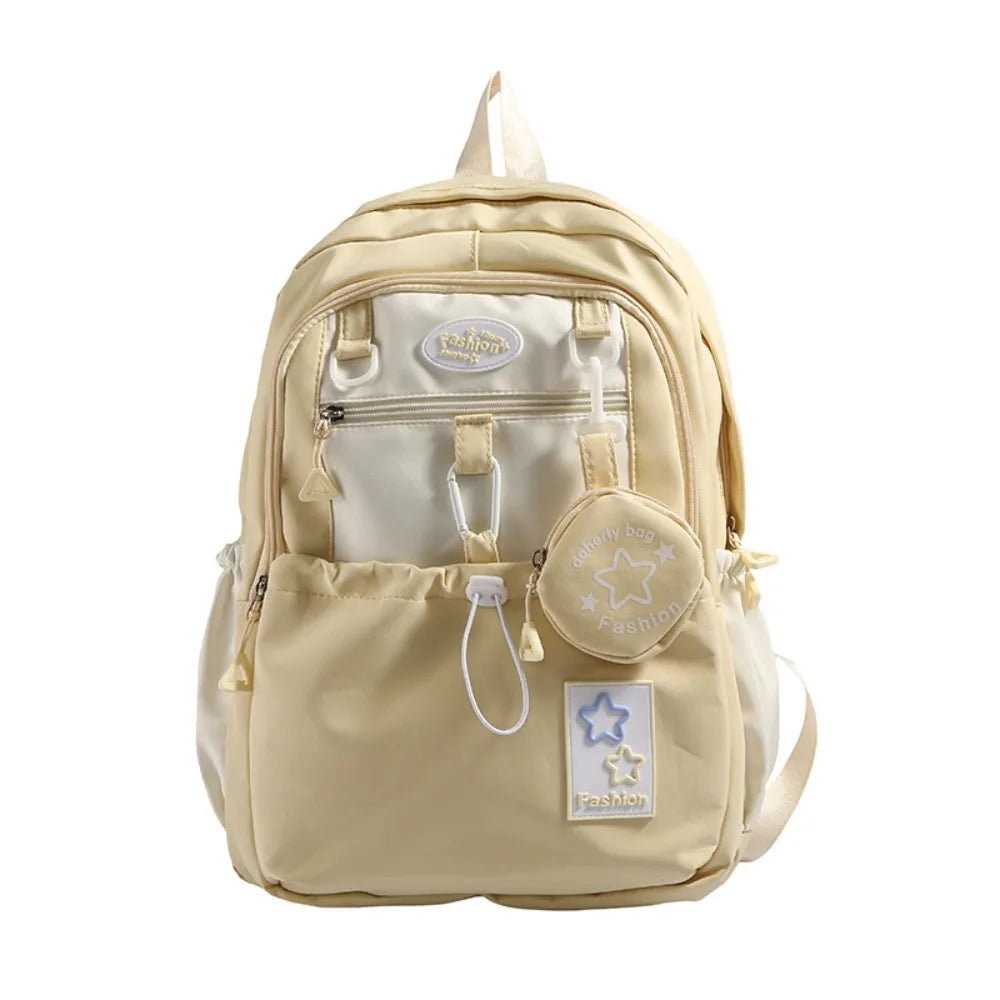 Mochila Feminina Estrela em Nylon — Ideal para Estudantes e Uso Casual