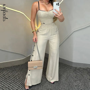 Conjunto Feminino Calça Pantalona e Top Corset Santorini