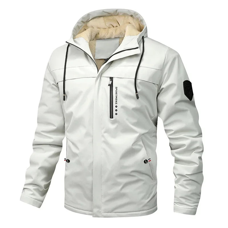 Jaqueta Masculina de Inverno com Capuz Estilo Parka Forrada