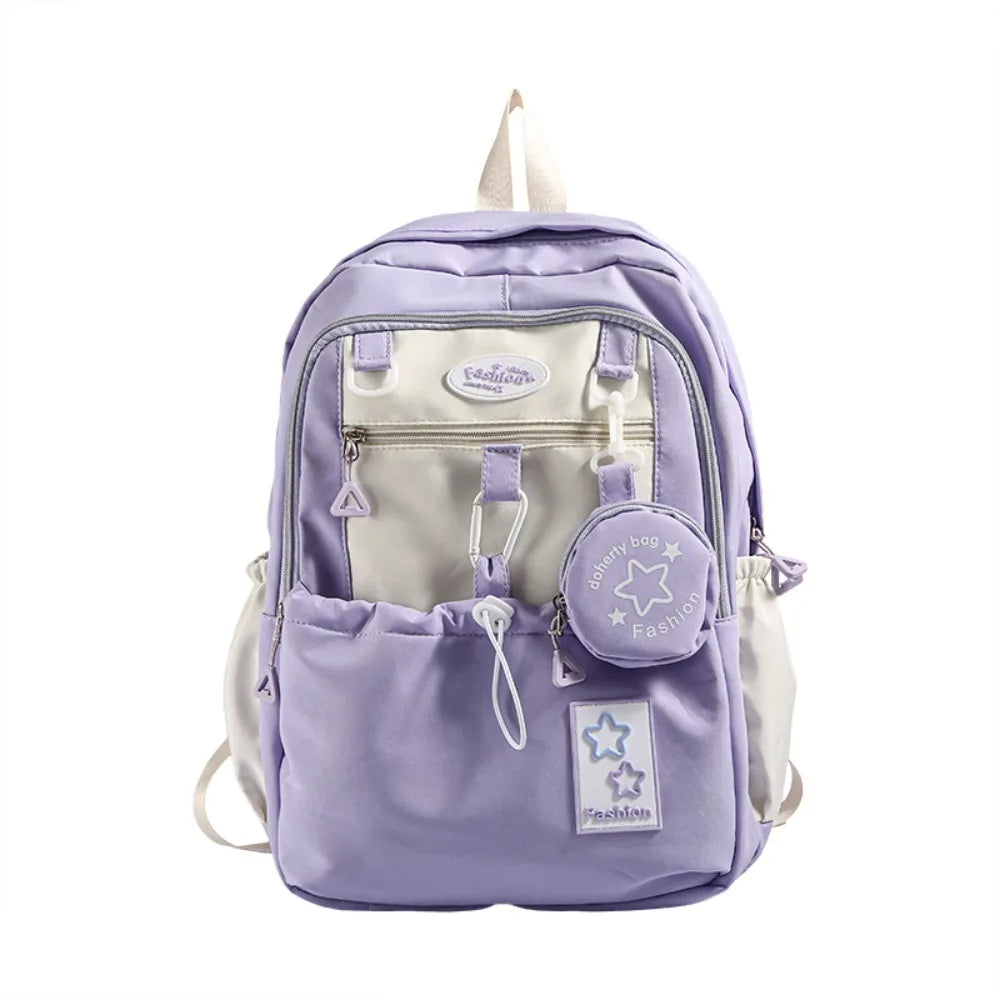 Mochila Feminina Estrela em Nylon — Ideal para Estudantes e Uso Casual
