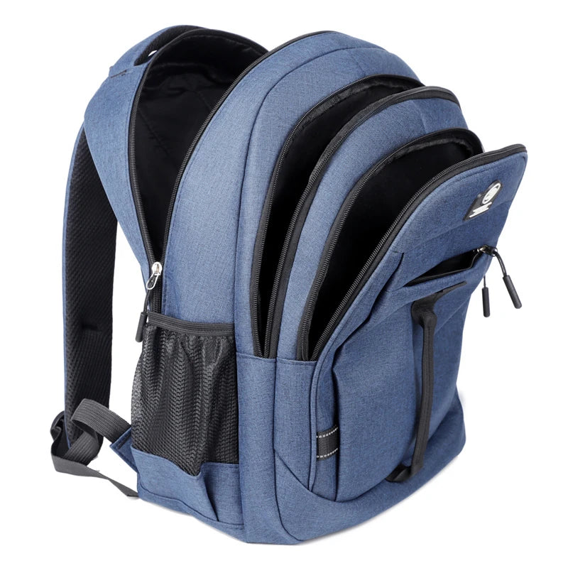 Mochila Escolar com Múltiplos Bolsos, Alças Ajustáveis e Fechamento em Zíper
