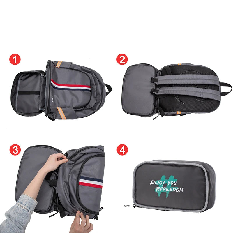 Mochila Dobrável e Impermeável de Grande Capacidade para Notebook 15,6” com Múltiplos Bolsos