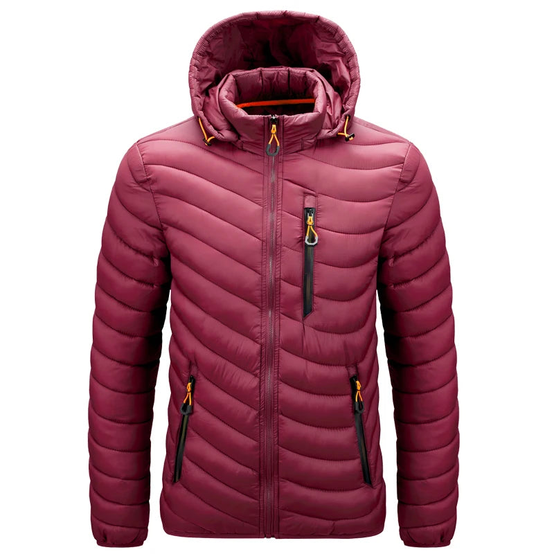 Jaqueta Masculina Puffer Leve com Capuz e Isolamento Térmico