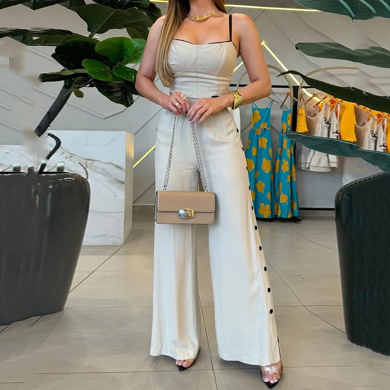 Conjunto Feminino Calça Pantalona e Top Corset Santorini